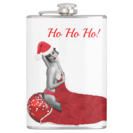 Retro Kerstman Pinup Girl Art Hip Flask Heupfles