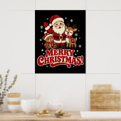 Retro Kerstman Prettig Kerstfeest Mat Poster (Keuken)
