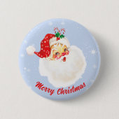 Retro Kerstman Prettig Kerstfeest Suikerstok Ronde Button 5,7 Cm (Voorkant)