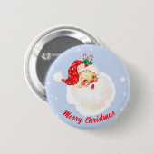 Retro Kerstman Prettig Kerstfeest Suikerstok Ronde Button 5,7 Cm (Voorkant /achterkant)