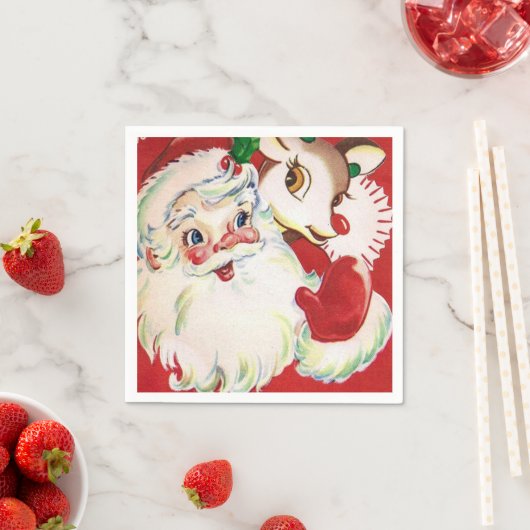  retro Kerstman rendier servetten (Insitu)