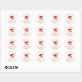 Retro kerstman retro adreslabel ronde sticker (Vel)