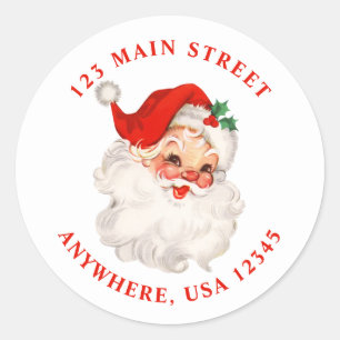Retro kerstman retro adreslabel ronde sticker