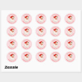 Retro kerstman roze retro adreslabel ronde sticker (Vel)