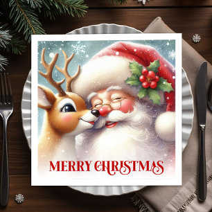Retro Kerstman Rudolph Kerstfeest Tafelservetten Servet