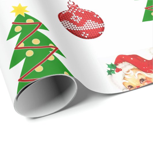 Retro Kerstman Sinterklaas Patroon Verpakking Papi Cadeaupapier (Rol Hoek)