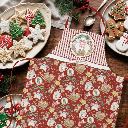 Retro Kerstman slee Kerst bakken Koekje Oma Schort