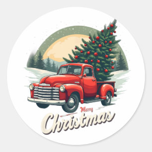 Retro Kerstman Sneeuwman Rendier voor W Ronde Sticker