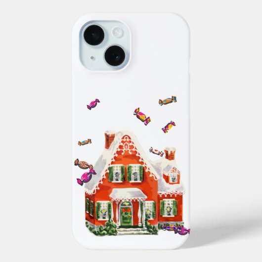 retro kerstman snoep gingerbrood huis Case-Mate iPhone case (Achterkant)