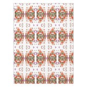  retro kerstman snoep gingerbrood huis tafelkleed (Voorkant)