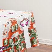 retro kerstman snoep gingerbrood huis tafelkleed (Voorbeeld)