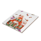  retro kerstman snoep gingerbrood huis tegeltje (Zijkant)