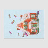 retro kerstman snoep gingerbrood huis tissuepapier (Voorkant)