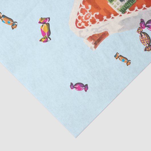  retro kerstman snoep gingerbrood huis tissuepapier (Detail)