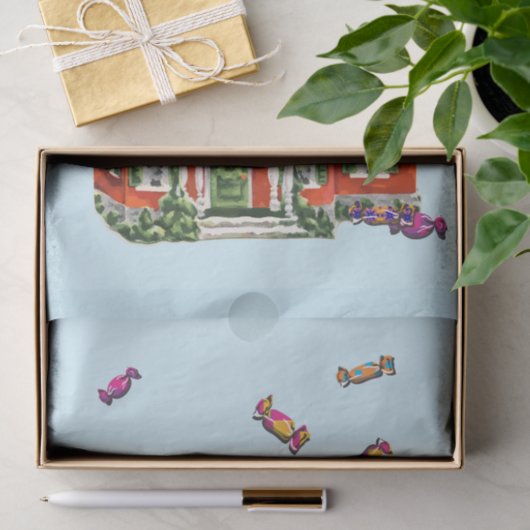  retro kerstman snoep gingerbrood huis tissuepapier (Geschenk)