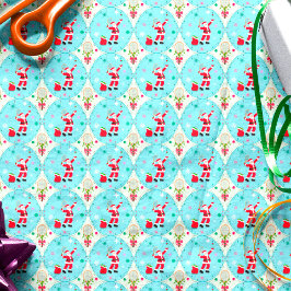 Retro Kerstman speelt tennis Ogee-patroon Tissuepapier