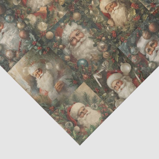 Retro Kerstman & Victoriaanse Kerst Collage Tissuepapier (Detail)