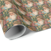 Retro Kerstman vintage kerst Cadeaupapier (Rol Hoek)