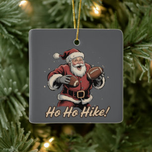 Retro Kerstman Voetbalspeler Ho Ho Wandel Kerstmis Keramisch Ornament