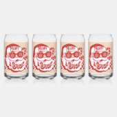 Retro Kerstman Vrolijk en Stralend Groovy Blikvorm Glas (Voorkant)