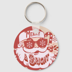 Retro Kerstman Vrolijk en Stralend Groovy Sleutelhanger