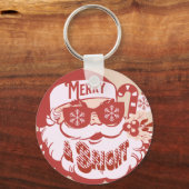 Retro Kerstman Vrolijk en Stralend Groovy Sleutelhanger (Voorkant)
