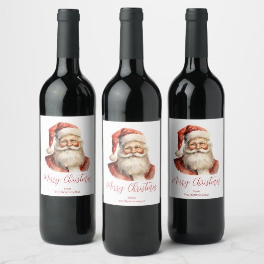 Retro Kerstman Wijn Etiket (Flessen)