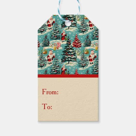 Retro Kerstman Wonderland Cadeaulabel (Voorkant)