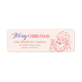 Retro Kerstman Zalig Kerst Retouradres Etiket (Voorkant)