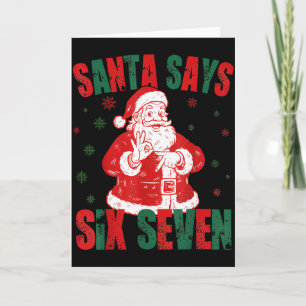 Retro Kerstman zegt zes zeven 67 Meme Kerstmis  Kaart