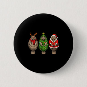 Retro Kerstmanatee Kerstman Rendier Ronde Button 5,7 Cm