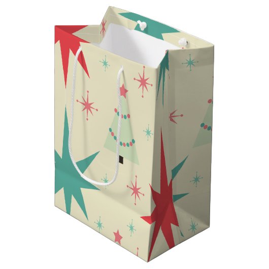 Retro Kerstmis 1950 Medium Cadeauzakje (Voorkant Gekanteld)