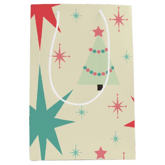 Retro Kerstmis 1950 Medium Cadeauzakje (Voorkant)