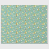 Retro Kerstmis 1958 Gift Wrap -Winter Forest Cadeaupapier (Vlak)