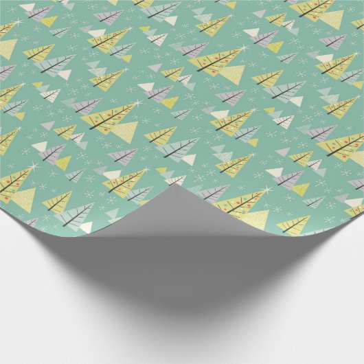Retro Kerstmis 1958 Gift Wrap -Winter Forest Cadeaupapier (Hoek)