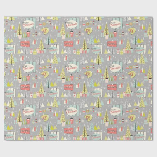 Retro Kerstmis 1958 Gift Wrapping Paper Cadeaupapier (Vlak)