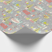 Retro Kerstmis 1958 Gift Wrapping Paper Cadeaupapier (Hoek)