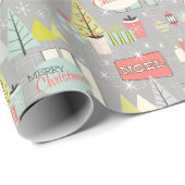 Retro Kerstmis 1958 Gift Wrapping Paper Cadeaupapier (Rol Hoek)