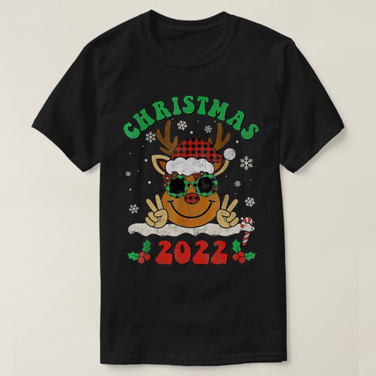 Retro Kerstmis 2022 Buffalo Red Play Reindeer SA T-shirt (Design voorkant)