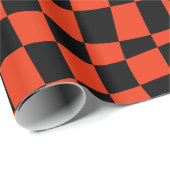 Retro Kerstmis 70s rood golvend geruit Patroon Cadeaupapier (Rol Hoek)