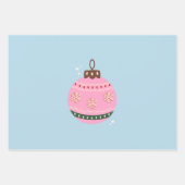 Retro Kerstmis Bauble Pink Blue Preppy Holiday Inpakpapier Vel (Voorkant 3)
