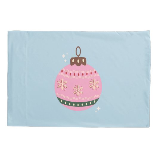 Retro Kerstmis Bauble Pink Blue Preppy Holiday Kussensloop (Achterkant)