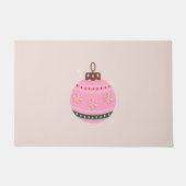 Retro Kerstmis Bauble Pink Holiday Deurmat (Voorkant)