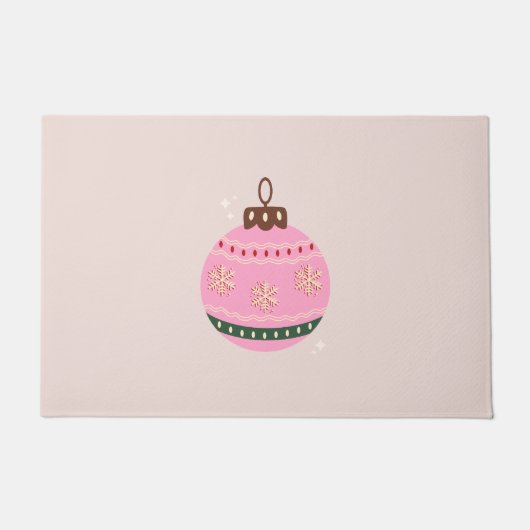 Retro Kerstmis Bauble Pink Holiday Deurmat (Voorkant)