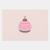 Retro Kerstmis Bauble Pink Holiday Inpakpapier Vel (Voorkant)
