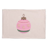 Retro Kerstmis Bauble Pink Holiday Kussensloop (Achterkant)