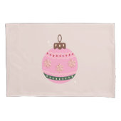 Retro Kerstmis Bauble Pink Holiday Kussensloop (Voorkant)