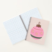 Retro Kerstmis Bauble Pink Holiday Notitieboek (Binnen)
