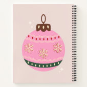 Retro Kerstmis Bauble Pink Holiday Notitieboek (Achterkant)