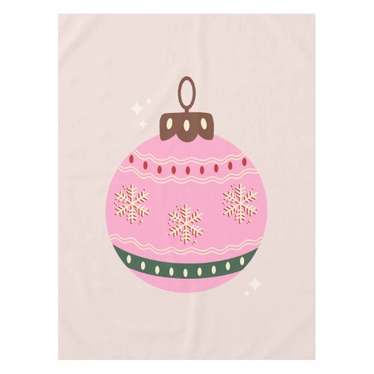 Retro Kerstmis Bauble Pink Holiday Tafelkleed (Voorkant)
